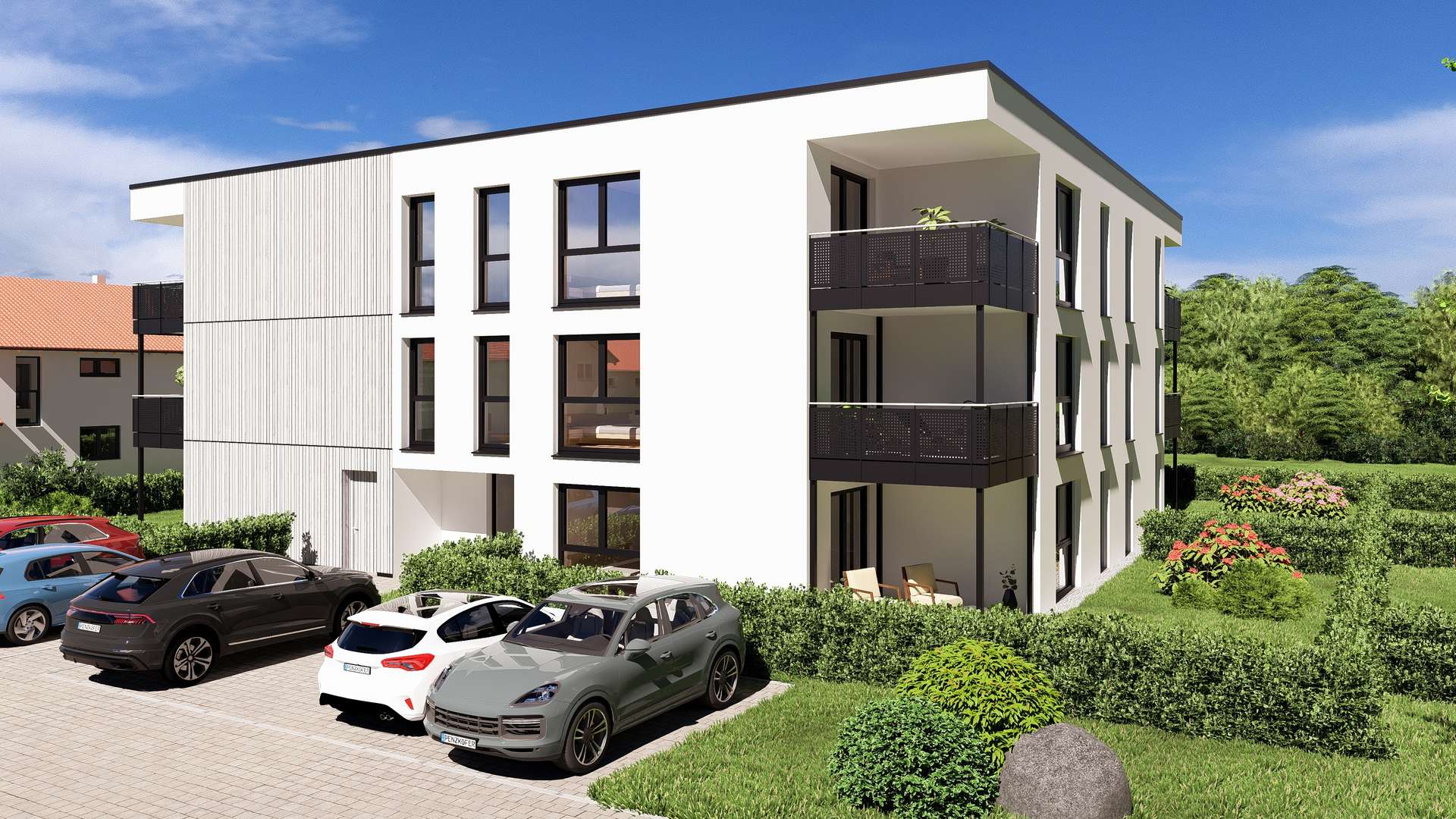 Ansicht Süd-West - 2-Zimmer Gartenwohnung