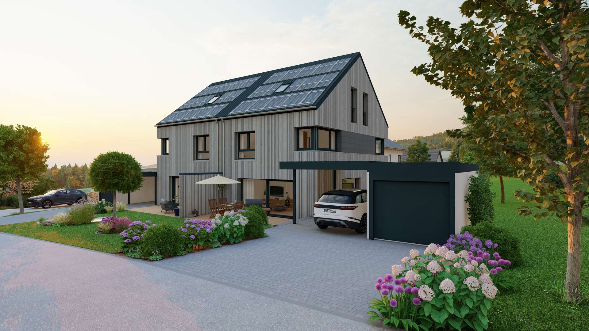 04_Ansicht Süden_V2 - Moderne Doppelhaushälfte in nachhaltiger Holzmassivbauweise ++QNG Standard++