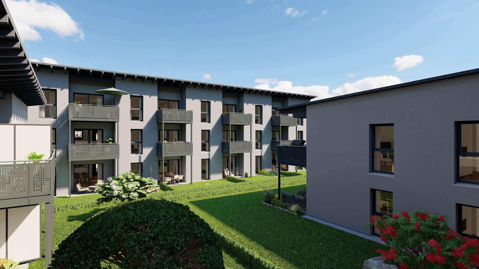 Innenhofansicht - Moderne 3-Zimmer-Wohnung-Erstbezug