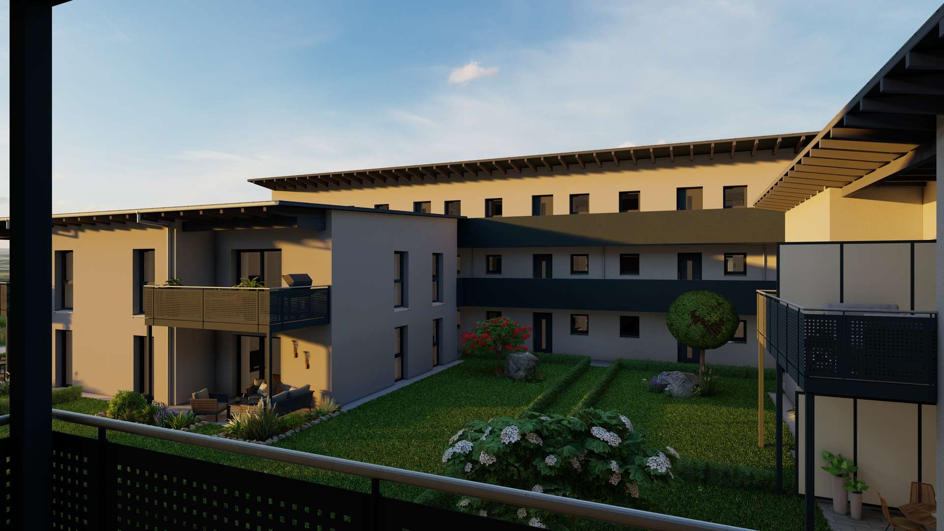 __Innenhofansicht V1 - Wohnen im Herzen von Niederbayern 2026 Fertigstellung