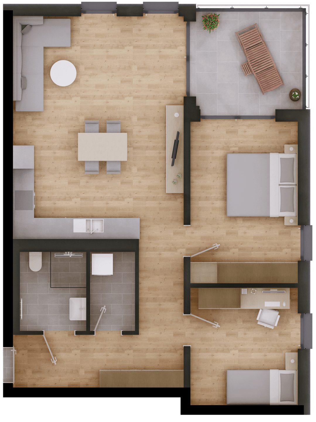 Grundriss - Moderne 3. Zimmer-Wohnung zur Miete – Erstbezug