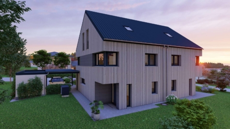 Moderne Doppelhaushälfte in nachhaltiger Holzmassivbauweise ++QNG Standard++, 94541 Grattersdorf, Doppelhaushälfte