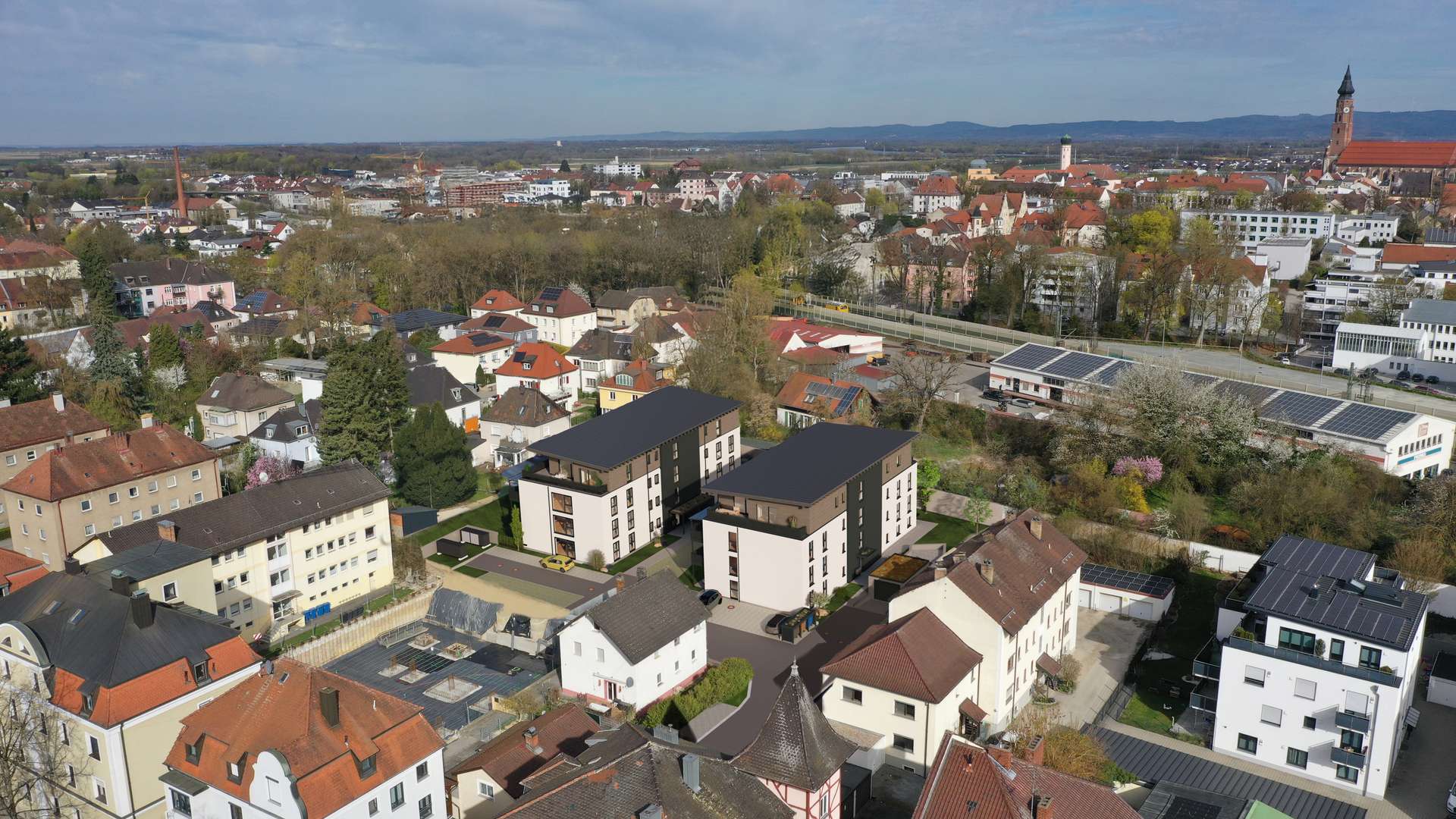 Drohnenansicht Süd-Osten - Wohnen im Höchtl28: Neubau-Wohnungen