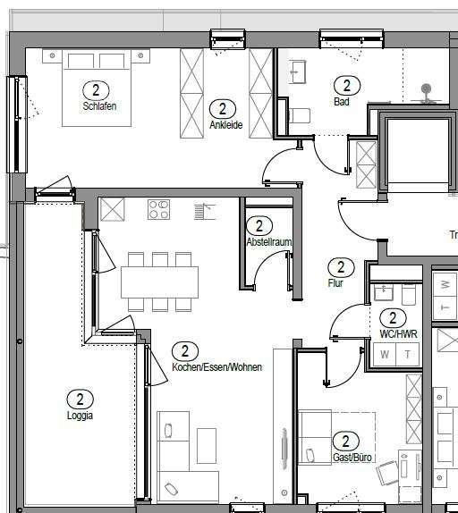 Grundriss - Exklusive Neubauwohnung mit Stadtblick in Deggendorf