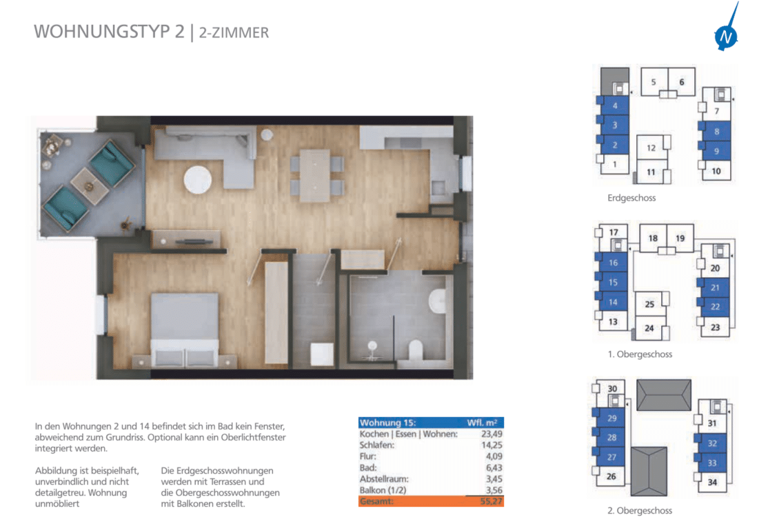 Grundriss - Moderne 2-Zimmer-Wohnung- Erstbezug